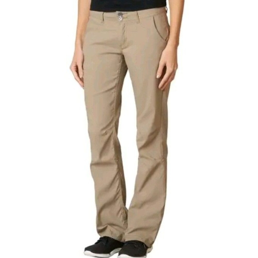prAna Halle Pants Womens 2 Regular Dark Khaki Hiking Roll Up Stretch